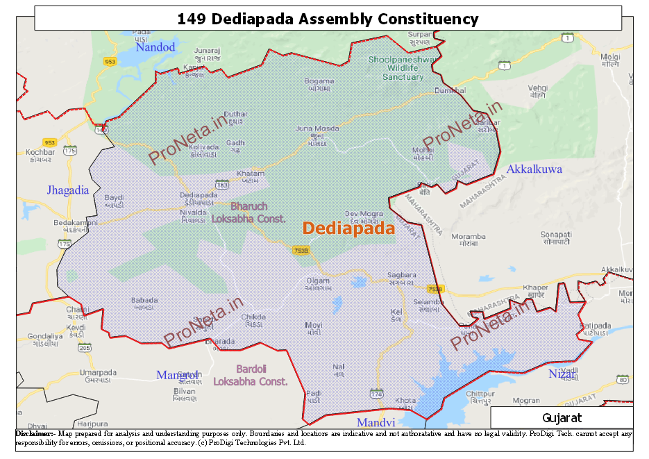 Map Of Dediapada Assembly Constituency, Gujarat- 149