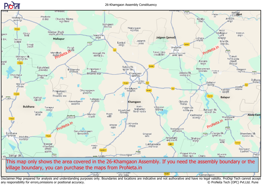 Map Of Khamgaon Assembly Constituency, Maharashtra- 026